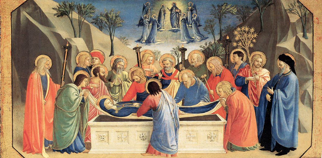 the burial of the virgin and the reception of her soul in heaven